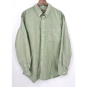 Duluth Trading Button Up Shirt Men XLT Green Long Sleeve Pocket Cotton